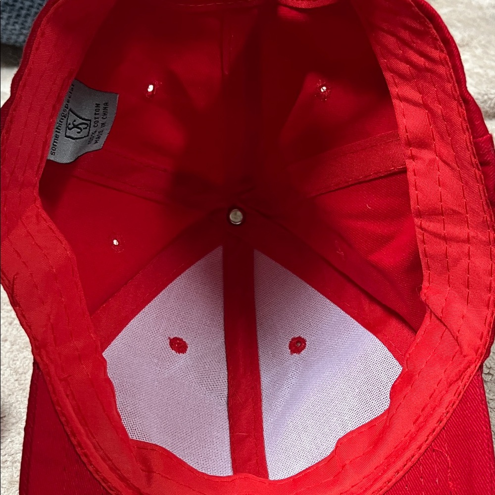 Red Cap with Rhinestone Brim - Picture 3 of 5